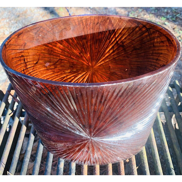 MCM Faux Tortoise Amber Lucite Waste Basket Swirl Translucent Amazing Design GUC - Picture 16 of 16
